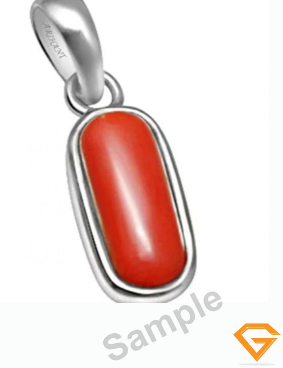 6.25 ratti  Natural Certified Moonga/Coral Silver Pendant